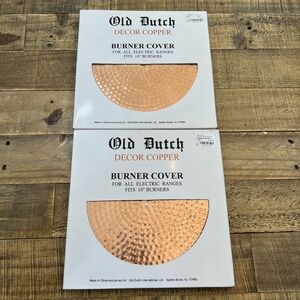Old Dutch Decor Hammered Copper 2 Piece Electric Burner Cover Set 10" Burner NOS